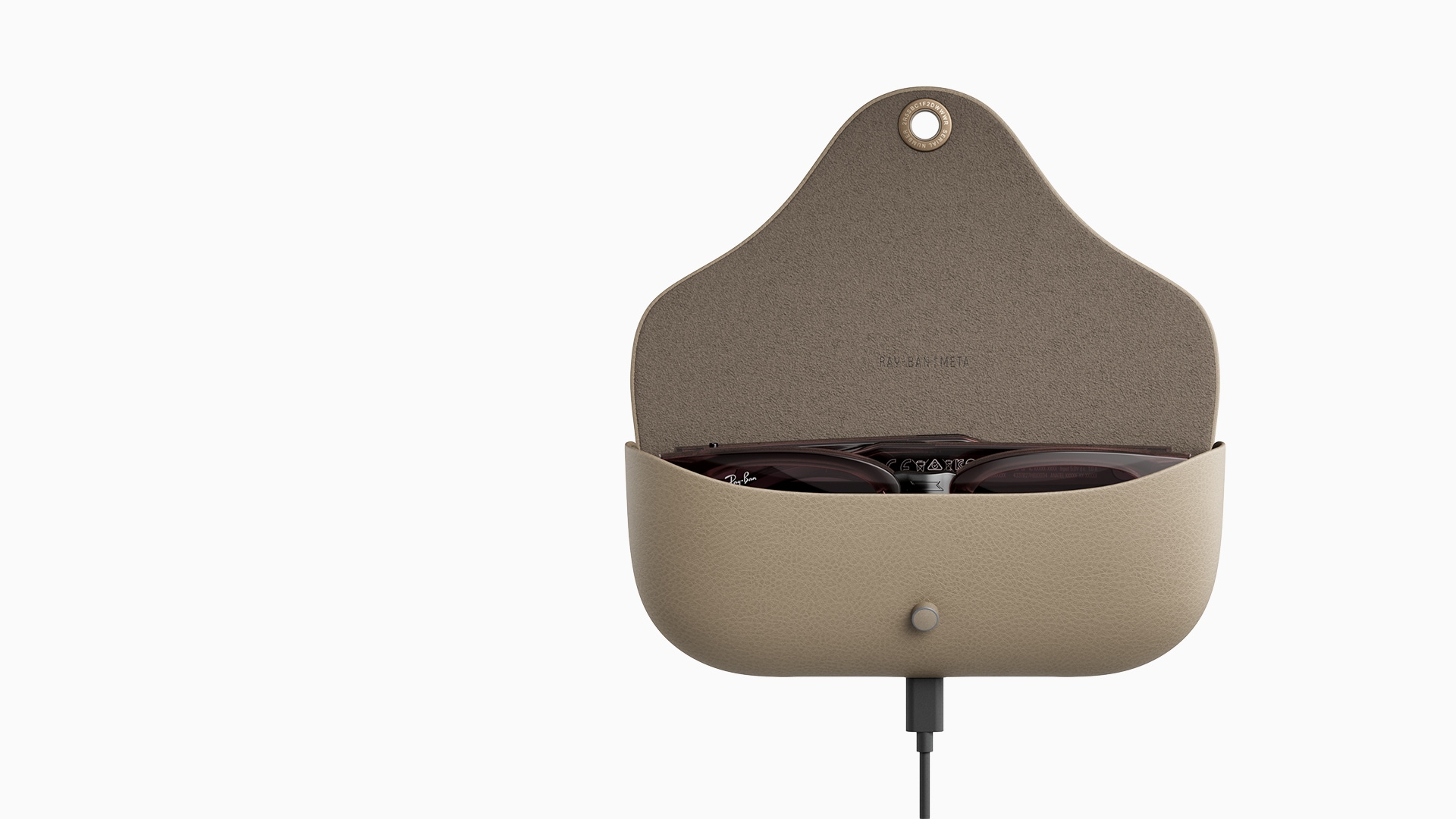 Ray-Ban Meta Audio glasses inside their charging case
