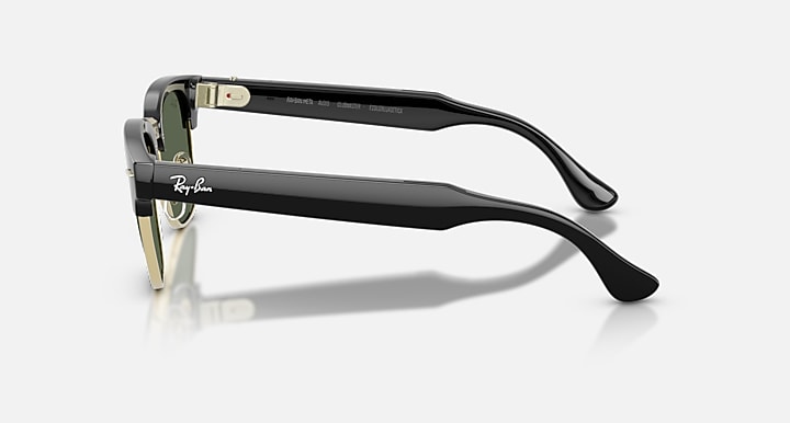 Side view of black Ray-Ban Meta Audio Clubmaster glasses
