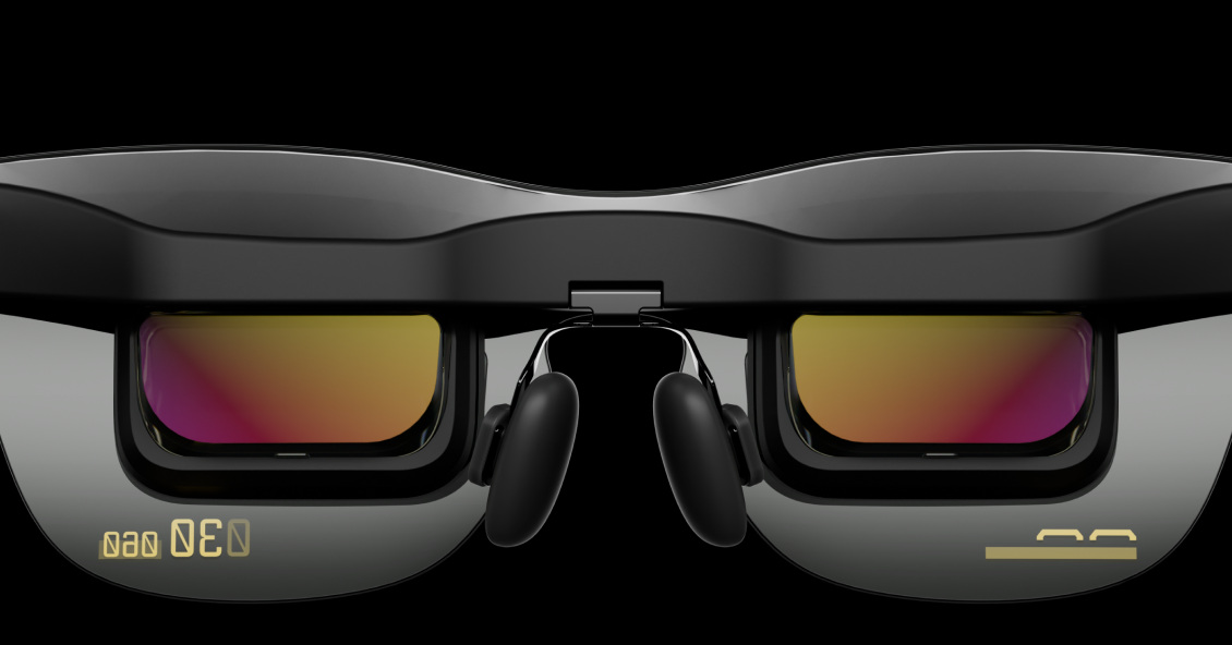 Inner optics and nose pads of the RayNeo GT Max Call of Duty limited edition