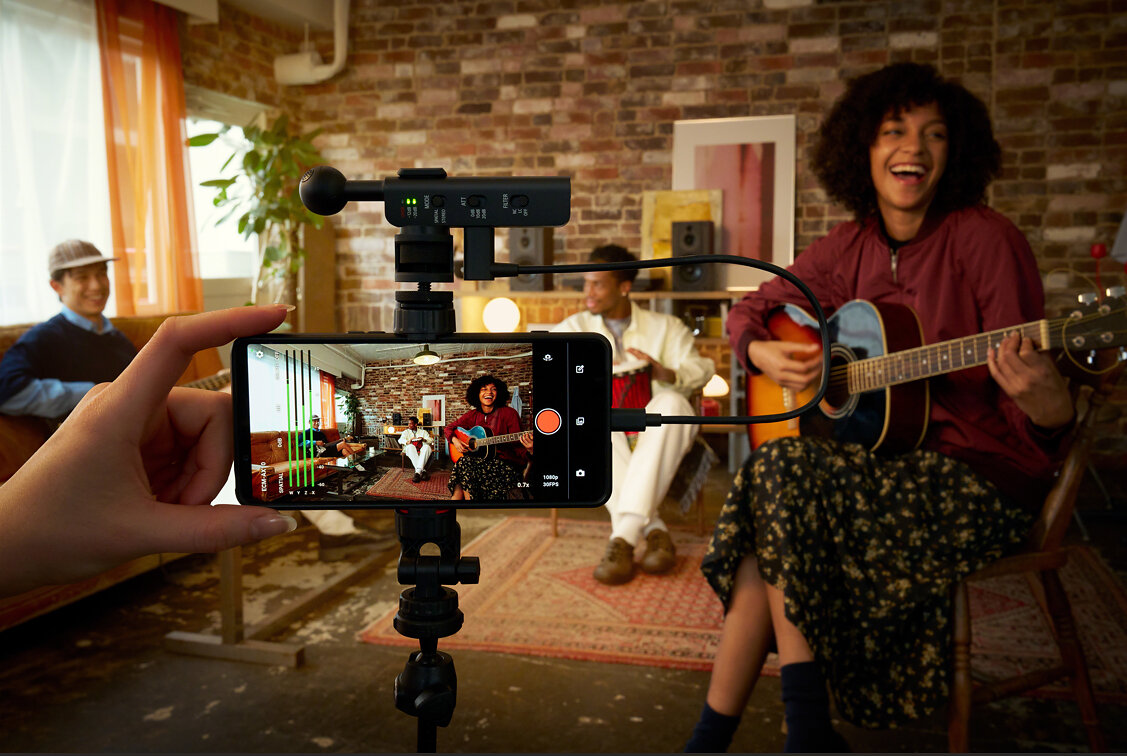 Sony Spatial Audio Video Tool filming a musical performance with ECM-AX10