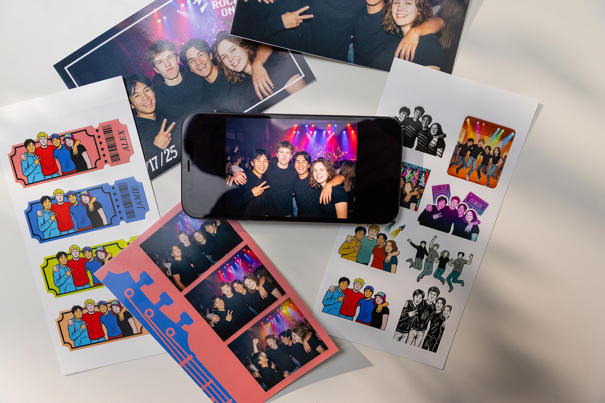 Photo prints and custom-shaped stickers in Cricut's launch examples. Image: Cricut.