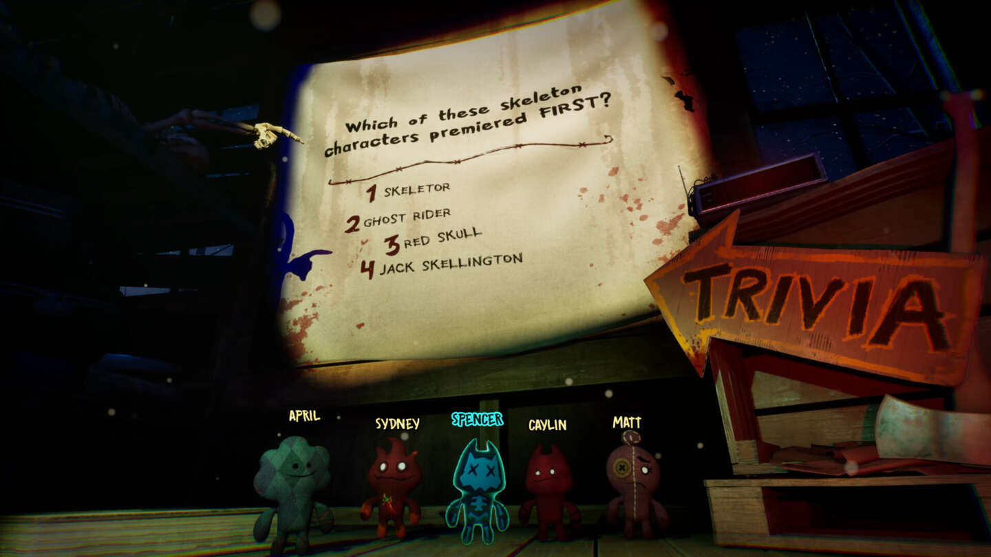 Trivia questions appear on the shared game screen. Image: Jackbox Games.