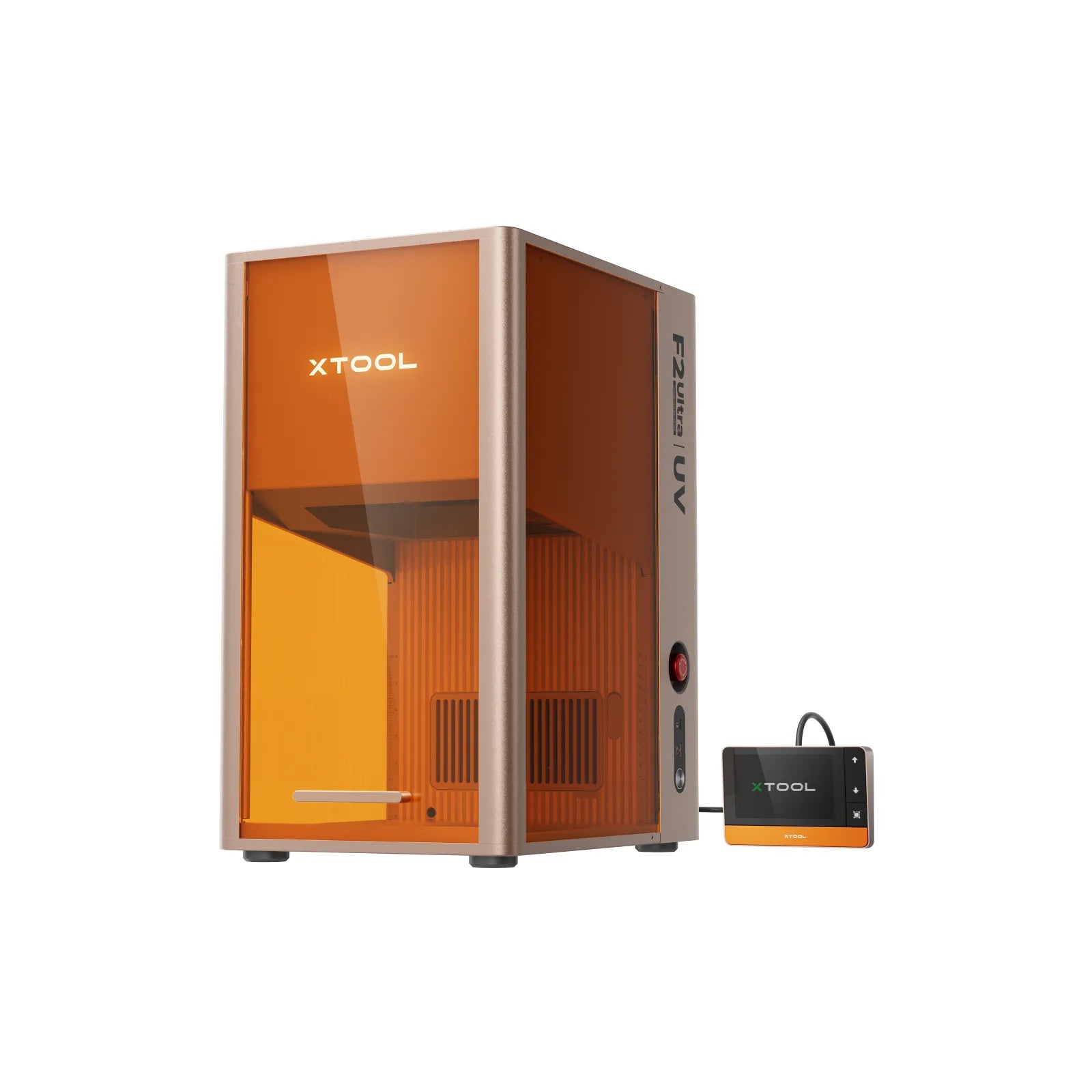 Orange-enclosed xTool F2 Ultra UV with matching controller